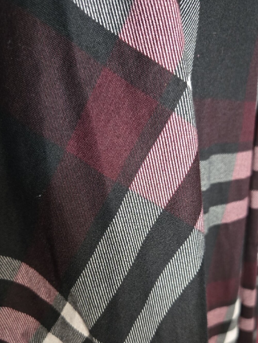 Draped Plaid Open-Front Cardigan in Black, Pink and White - Picture 4 of 6